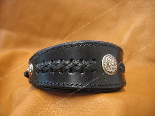 braided leather whippet collar with conchos
