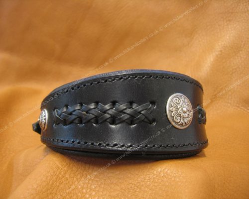 braided leather whippet collar with conchos