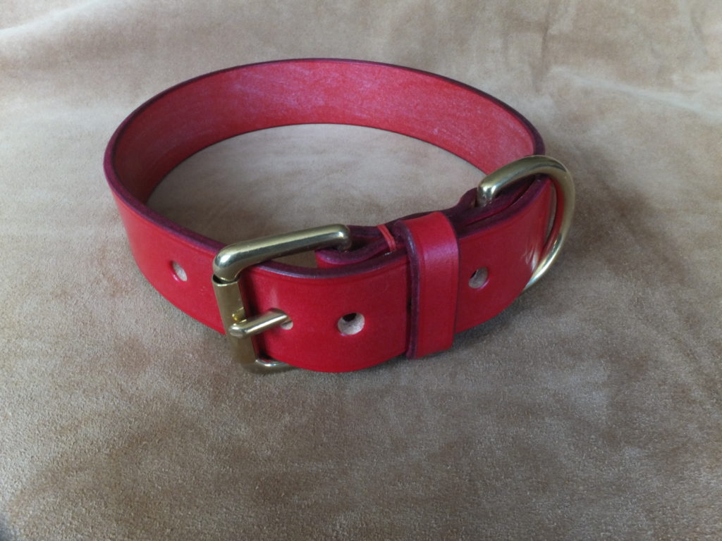 Wide leather dog Collar Hide and Collars