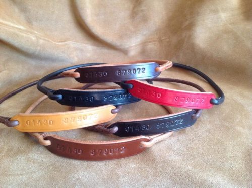 Embossed leather ID Collar