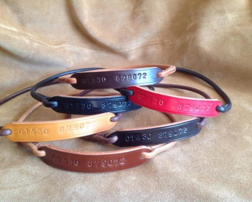 Embossed leather ID Collar
