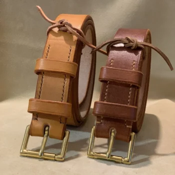 Oak Bark Leather Belt - Solid Brass Roller Buckle