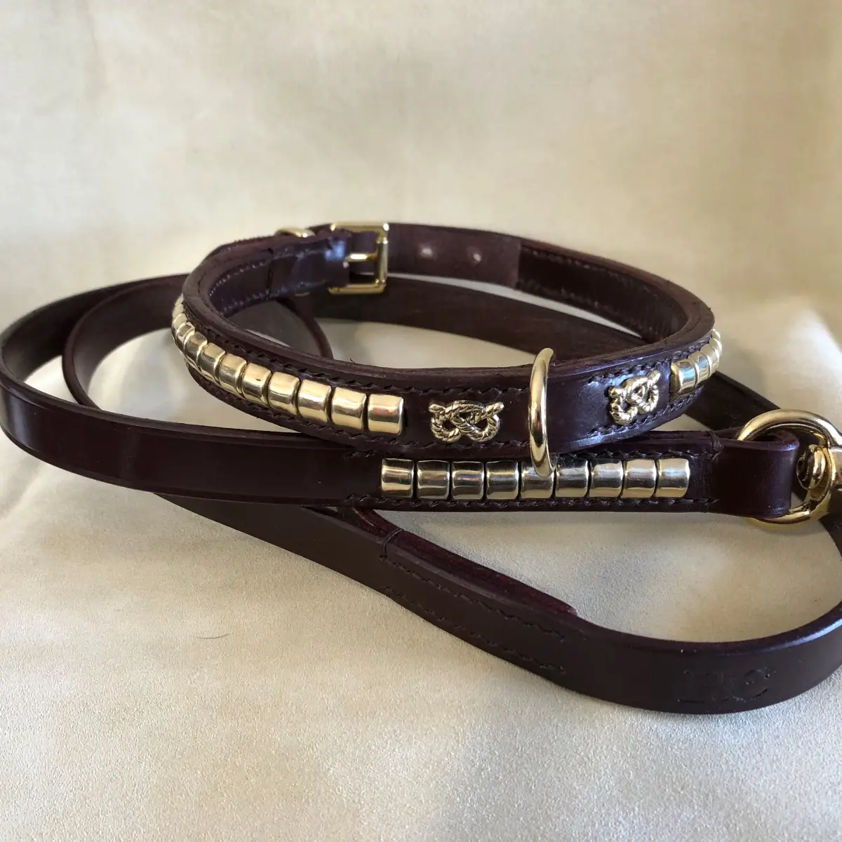 ZAIN TACK Stafforshire Bull Terrier Harness, Collar & Lead Set - Chrome Finished Brass Hardware - Leather - Size M